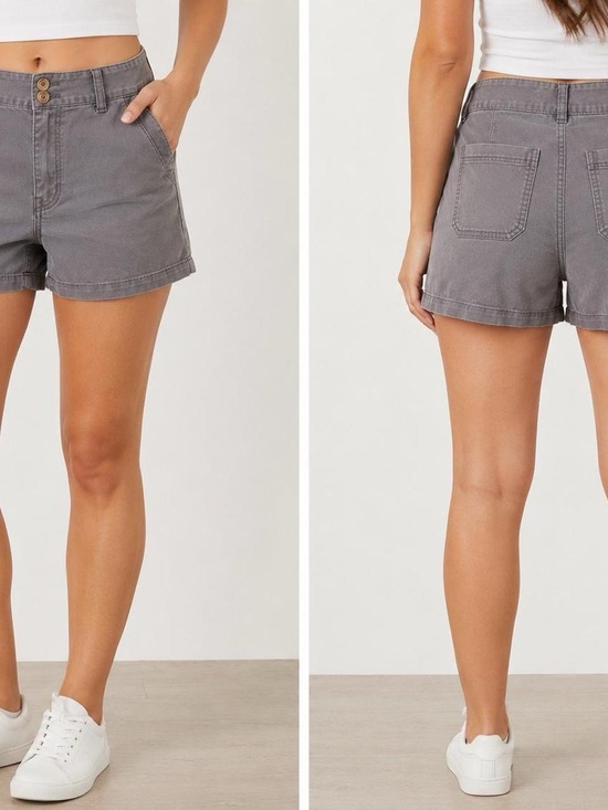 a new day Pants - a new day Washed Gray High-Rise Casual Shorts